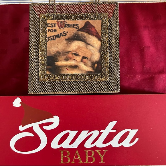 Christmas Santa Baby Sign and Gold Wire Decor - Picture 2 of 11